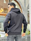 Miron Siyah Üç İplik Head Chopper Nakışlı Oversize Kapşonlu Sweatshirt