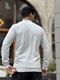 Yarım Fermuarlı Kolej Yaka Sweatshirt Regular Fit-Açık Gri