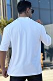 Miron Beyaz Unisex Basic Bisiklet Yaka Oversize Bol Kesim Tişört