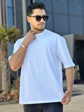 Miron Beyaz Unisex Basic Bisiklet Yaka Oversize Bol Kesim Tişört