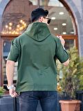 Miron Haki Originals Nakışlı Kapşonlu İki İplik Kısa Kollu Tişört