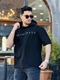 Miron Siyah Originals Nakışlı Kapşonlu İki İplik Kısa Kollu Tişört