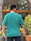 Miron Beyaz Yeşil Strong Finish Baskılı Oversize Kısa Kolu Tişört
