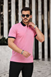 Miron Pembe Basic Pike Kumaş Polo Yaka Kısa Kollu Tişört- 2433
