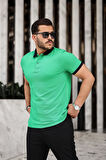Miron Yeşil Basic Pike Kumaş Polo Yaka Kısa Kollu Tişört- 2433