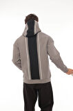 Miron Füme Sırt Şeritli Kapüşonlu Üç İplik Oversize Sweatshirt-2437 