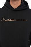 Miron Lacivert Sırt Şeritli Kapüşonlu Üç İplik Oversize Sweatshirt-2437 