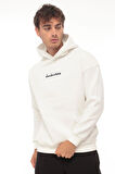 Miron Beyaz Sırtı Etnik Baskılı Kapüşonlu Üç İplik Oversize Sweatshirt-2438 