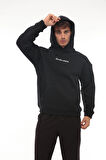 Miron Lacivert Sırtı Etnik Baskılı Kapüşonlu Üç İplik Oversize Sweatshirt-2438 