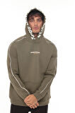 Miron Haki Kapüşon Baskılı Üç İplik Oversize Sweatshirt- 2440