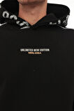 Miron Siyah Kapüşon Baskılı Üç İplik Oversize Sweatshirt- 2440