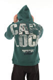 Miron Nefti Sırtı Baskılı Kapüşonlu Üç İplik Oversize Sweatshirt- 2441