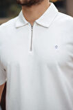 Miron Beyaz Basic Fermuar Detaylı Polo Yaka Kısa Kollu Tişört 2501
