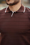 Miron Kahverengi Kabartma Çizgi Polo Yaka Triko Tişört- 2403