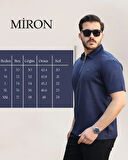 Miron Lacivert Basic Fermuar Detaylı Polo Yaka Kısa Kollu Tişört 2501