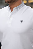 Miron Beyaz Logo Nakışlı Polo Yaka Kısa Kollu Tişört -2518