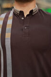 Miron Kahverengi Baskı Detaylı Polo Yaka Kısa Kollu Tişört -2519