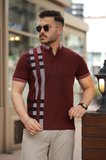 Miron Bordo Baskı Detaylı Polo Yaka Kısa Kollu Tişört -2519
