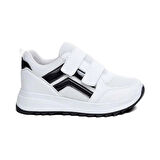 Mergenshoes Tmp Beyaz Siyah Cırtlı Günlük Kadın Spor Ayakkabı