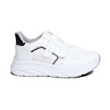Mergenshoes Acp Beyaz Gümüş Cırtlı Günlük Kadın Spor Ayakkabı