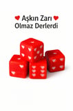Kalpli Zar Seti | Aşk Temalı Dekoratif Zar | Romantik Masa & Hediye Süsü