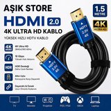 HDMI 2.0 Kablo 1.5 Metre 4K Ultra HD 18Gbps Altın Uçlu HDR Destekli TV Monitör PS5 Xbox Laptop Uyumlu