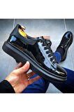 SİYAH HAKİKİ DERİ RUGAN UNİSEX SNEAKER AYAKKABI