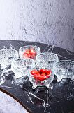 6'lı Ayaklı Kristal Cam Lüks Çerezlik / Lokumluk/ Reçellik (8X8X5 Cm)