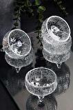 6'lı Ayaklı Kristal Cam Lüks Çerezlik / Lokumluk/ Reçellik (8X8X5 Cm)