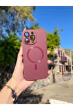 iPhone 13 PRO MAX Kılıf Magsafe Wireless Kablosuz Şarj Destekli Mor Dayanıklı Lens Hediyeli Kapak