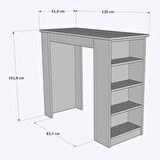 Bicabin Tekila Raflı Bar Masası, Yemek, Mutfak Masası Beyaz-Antrasit (Bar Table)