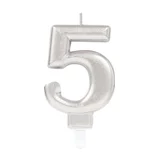 5 Rakamı Mum Gümüş Renk