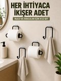 Yapışkanlı Banyo Düzenleme Seti 2 Rulo Tutucu 2 Havlu Askılığı 4 Parça -MİRAYLİFE