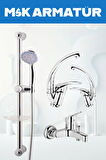 KROM SÜRGÜLÜ 4 LÜ MİX EVİYE LAVABO BANYO BATARYASI SETİ