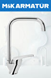 Krom Sürgülü Köşe Eviye Lavabo Banyo Bataryası 4 Lü Set