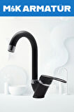 SİYAH KROM BASTON LAVABO BATARYASI ÇEŞMESİ