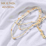14AYAR 6.74GRAM ALTIN ÜÇLÜ POPCORN KOLYE