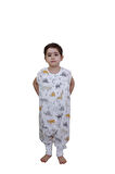 Naturtouch %100 Pamuklu Müslin Dinazor Desenli Kısa Kollu Fermuarlı Uyku Tulumu
