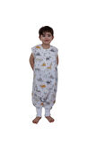 Naturtouch %100 Pamuklu Müslin Dinazor Desenli Kısa Kollu Fermuarlı Uyku Tulumu
