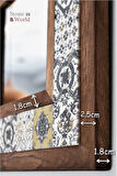 Patchwork Temalı - Desenli Mermer Dekoratif Ayna - 34x34cm - 002.1