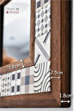 Patchwork Temalı - Desenli Mermer Dekoratif Ayna - 34x34cm - 006.1