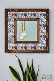 Etnik Temalı - Desenli Mermer Dekoratif Ayna - 34x34cm - 009.1