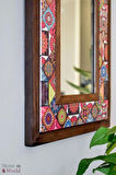 Mandala Temalı - Desenli Mermer Dekoratif Ayna - 34x34cm - 021.1