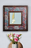 Mandala Temalı - Desenli Mermer Dekoratif Ayna - 34x34cm - 027.1