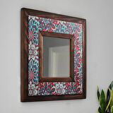 Mandala Temalı - Desenli Mermer Dekoratif Ayna - 34x34cm - 027.1