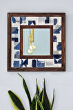 Abstract Temalı - Desenli Mermer Dekoratif Ayna - 34x34cm - 032.1
