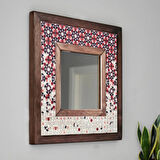 Geometric Temalı - Desenli Mermer Dekoratif Ayna - 34x34cm - 042.2