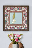 Mandala Temalı - Desenli Mermer Dekoratif Ayna - 34x34cm - 046.1