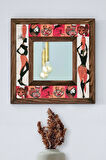 African Temalı - Desenli Mermer Dekoratif Ayna - 34x34cm - 051.2