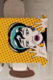 Sarı Pop Art Temalı Dokuma Leke Tutmaz Masa Örtüsü MSO069